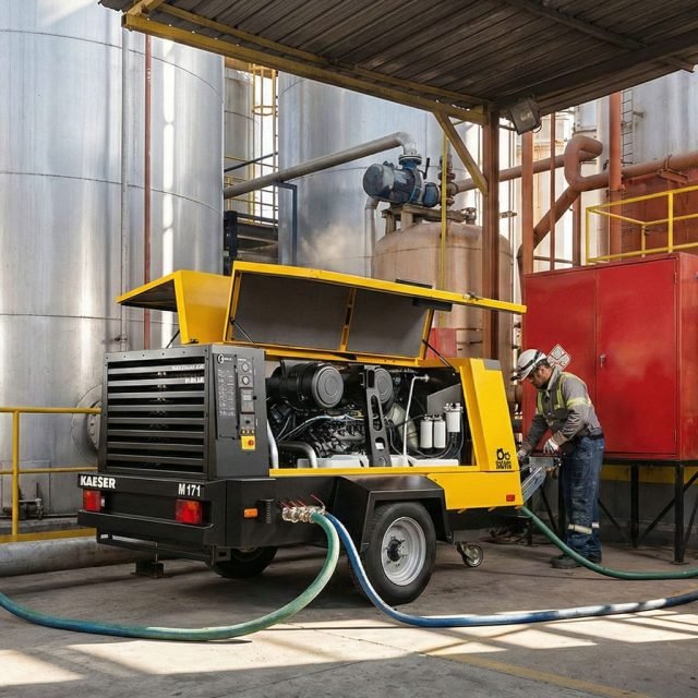 Compressor de ar a Diesel para locação Industrial e de obras civis rodoviárias