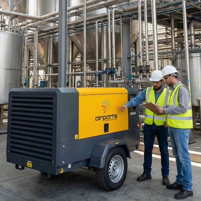 Compressor de ar a Diesel para locação Industrial e de obras civis rodoviárias