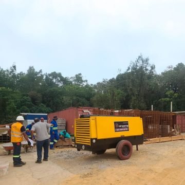 Compressor de ar a Diesel para locação Industrial e de obras civis rodoviárias